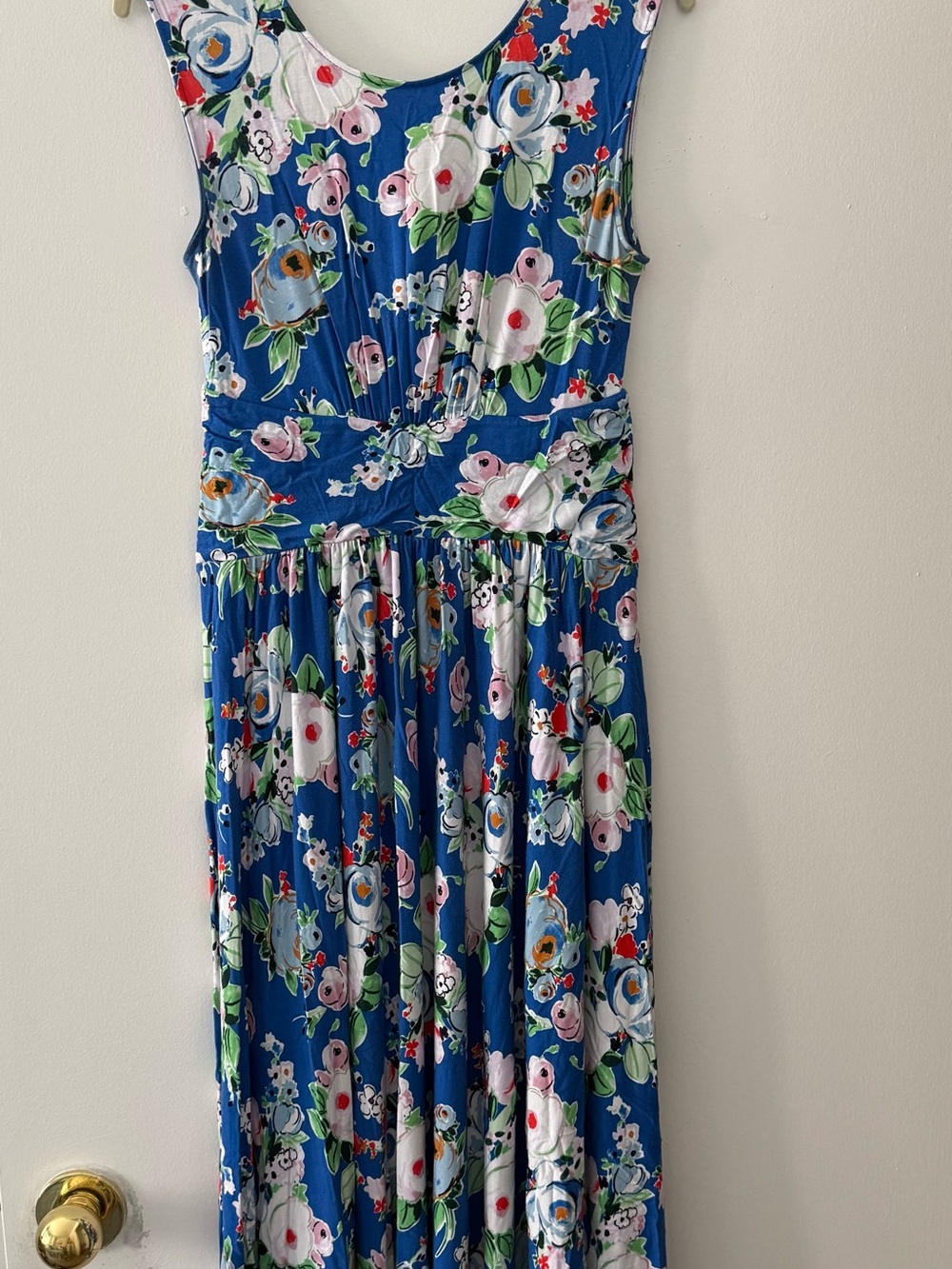 Anthropologie Blue Floral Sleeveless Knit Dress